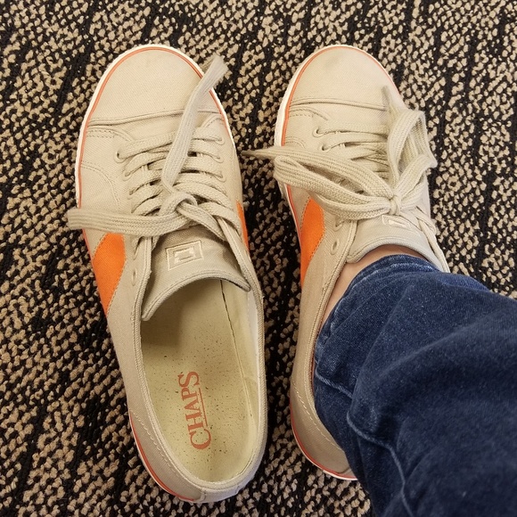 Pair of tan & orange Chaps sneaks💥🌼🌻💥 - Picture 2 of 4